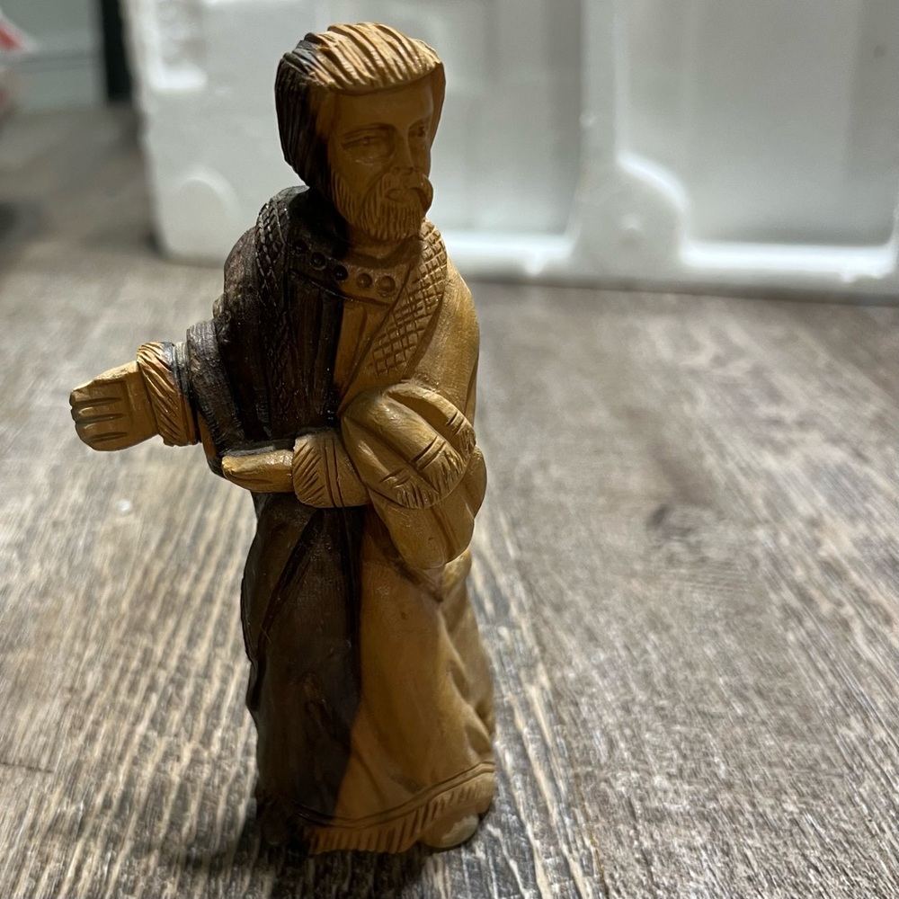 Vintage Santos‎ Figure Religious Christian Saint Carved Wood Statue Hand Carved